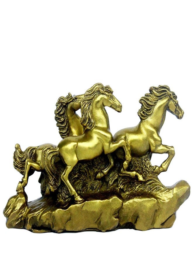 BRASSTAR Brass Feng Shui Three Galloping Horses Statue 5.9”(L) Home Table Decor Sculpture Wealth Career Luck Decorative Figurine Business Gift Collection PTZY006 - Image 3